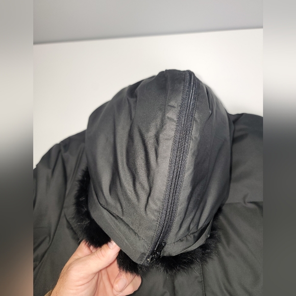 Cole B sport winter down quilted puffer jacket w/rabbit fur hood - Picture 8 of 14